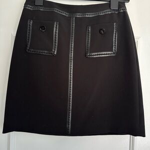 Karl Lagerfeld Crepe Mini Skirt Leather Black Size 4